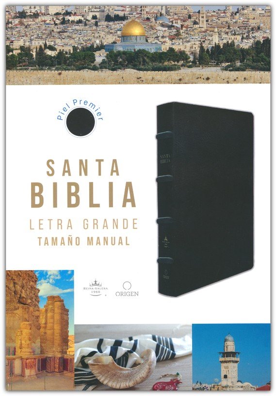 Biblia Reina Valera 1960 letra grande tamano manual, Piel Premier negro