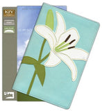 KJV Thinline Bloom Collection Bible, Italian Duo-Tone, White Lily