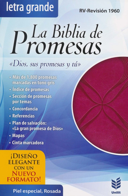 Biblia de Promesas RVR 1960 Letra Grande, Piel Imit. Rosada